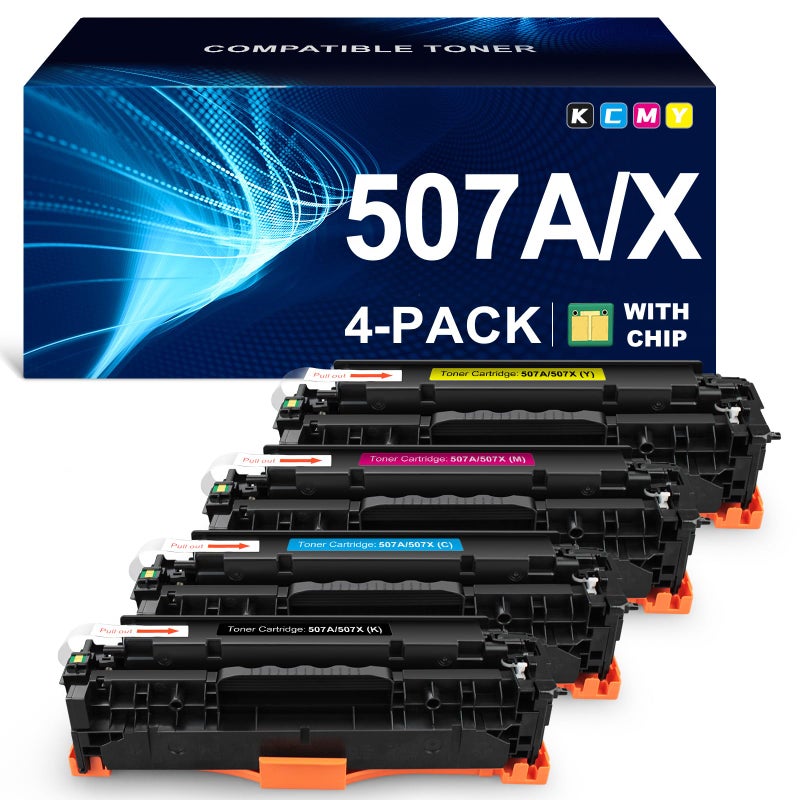 ALLWORK Compatible Toner Cartridge Replacement for HP 507X 507A CE400A CE400X CE401X CE402X CE403X use for HP Laserjet Enterprise M570dn M551dn M551n M575dn M551xh M570dw Printer (KCMY, 4-Pack) - Image 1